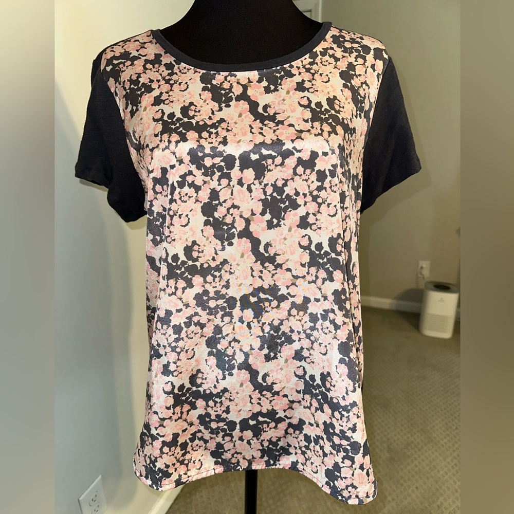 J. Crew Gray and Pink Graphic Tee